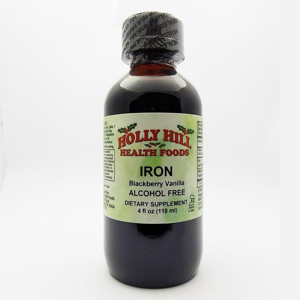 Holly Hill Health Foods, Iron Alcohol Free, BlackBerry Vanilla, 4 onzas