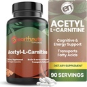 EarthNutri Acetyl-L-Carnitine Capsule – Additive Free, Gluten Free, No Fillers, No Preservatives – Acetyl L-Carnitine Supplement Helps Concentration & Energy – 500mg Por Serving, Unflavored 90 Count