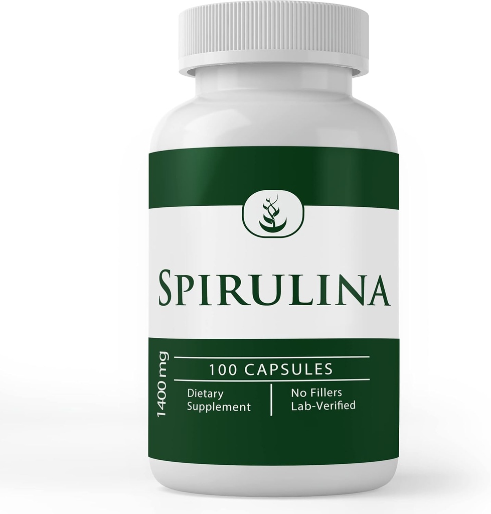 PURE ORIGINAL INGREDIENTES Spirulina (100 cápsulas) Rica en Phycocyanin, Pura