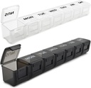 2 Pack organizador semanal de píldoras, gran caso de 7 días, caja de medicina de caso de vitaminas diarias, contenedores de píldoras AM/PM para suplementos de medicina Aceite de pescado(White &amp; Black)