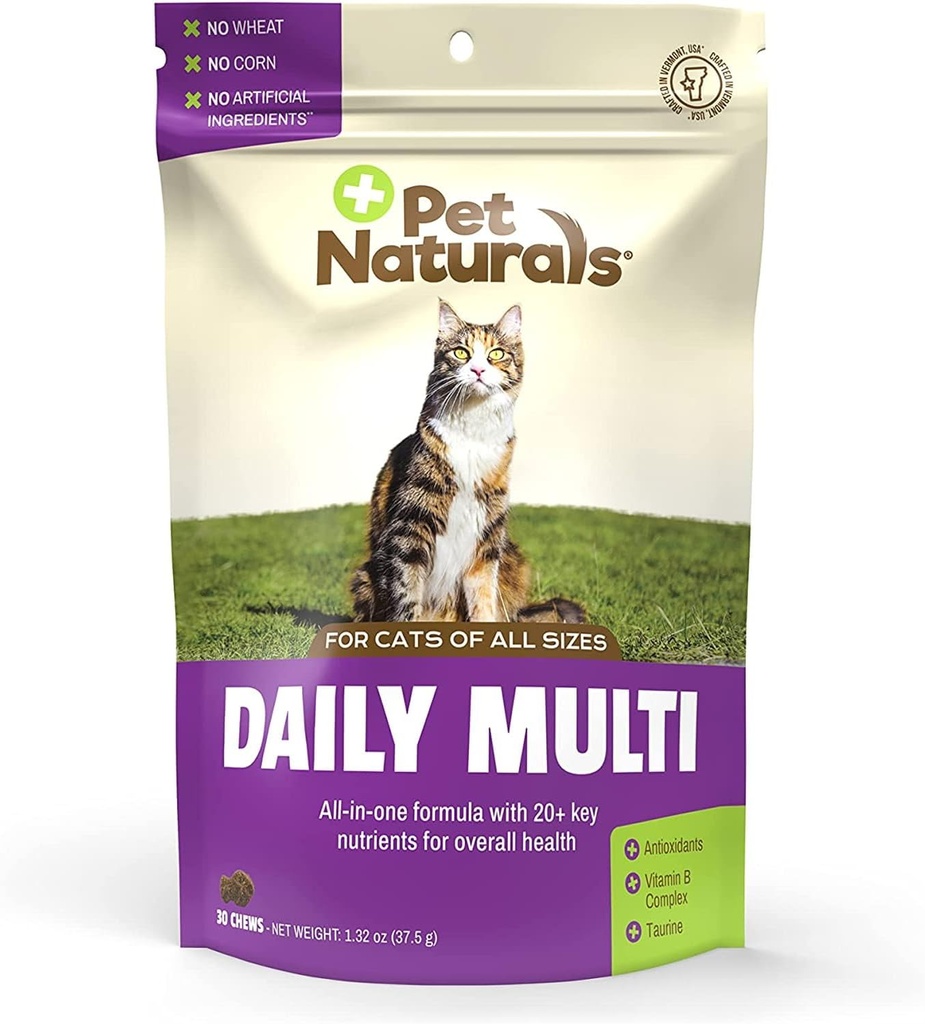 Pet Naturals Multivitamina diaria para gatos con Biotina, Taurina y Arginina, 30 Pez Flavored Chews