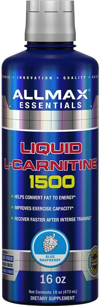 ALLMAX Nutrición L-Carnitina L líquido 1500 + Vitamina B5, 16 oz / 473 ml (Blue Raspberry)