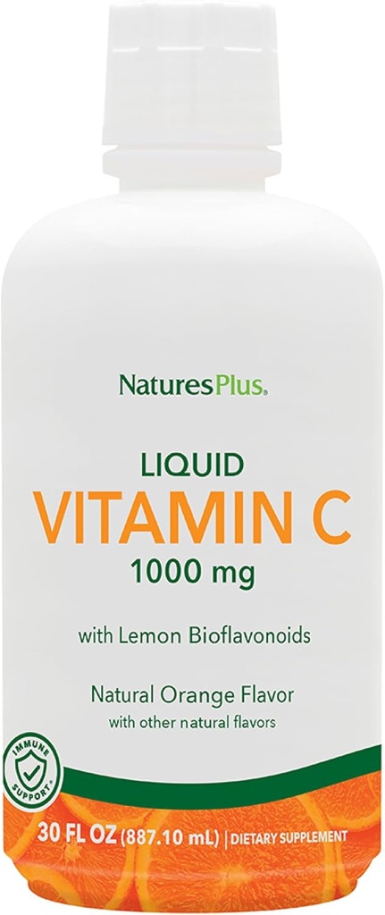 NaturesPlus Liquid Vitamina C - 1000 mg, 30 fl oz - con Lemon Bioflavonoids - Vegetariano, Gluten Gratis - 30 Servings
