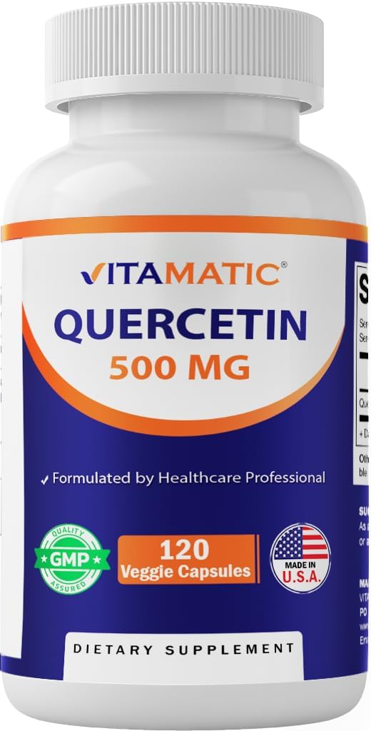 Quercetina Vitamática 500 mg, 120 cápsulas vegetarianas (No-GMO, Gluten Free, Vegan) - Apoya la salud cardiovascular