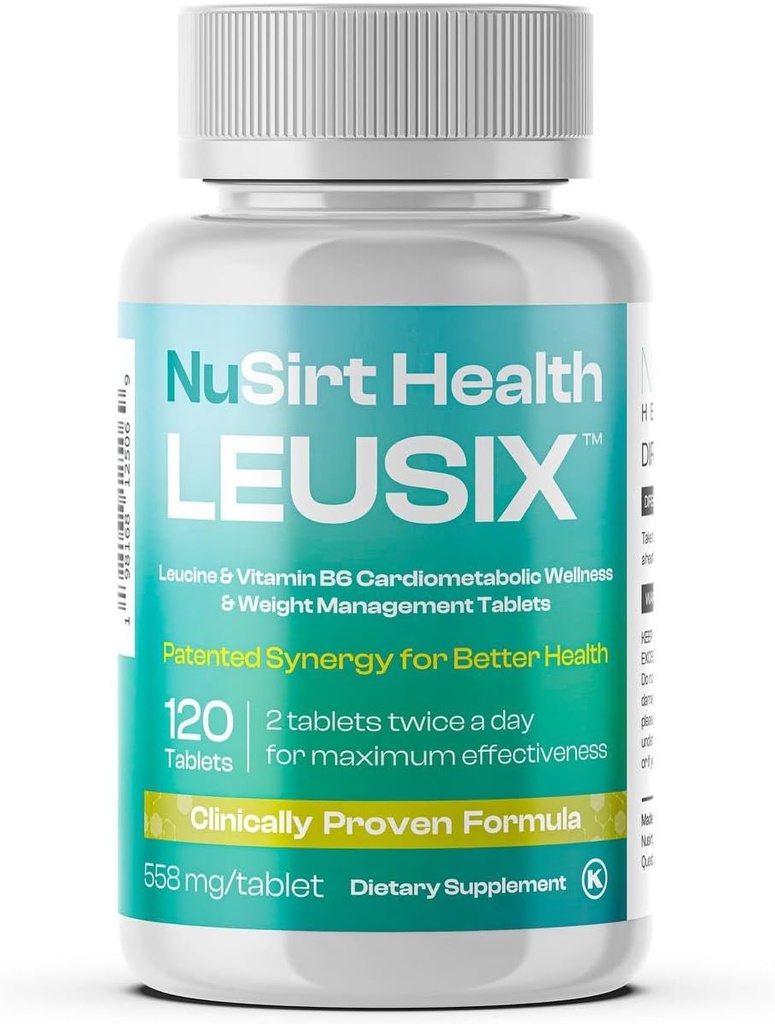 LEUSIX Weight Management Supplement – Patented Leucine + Vitamin B6 Fórmula – Apoya el metabolismo, la utilización de grasas &amp; Lean Muscle – 120 Tablets (1-Month Supply)
