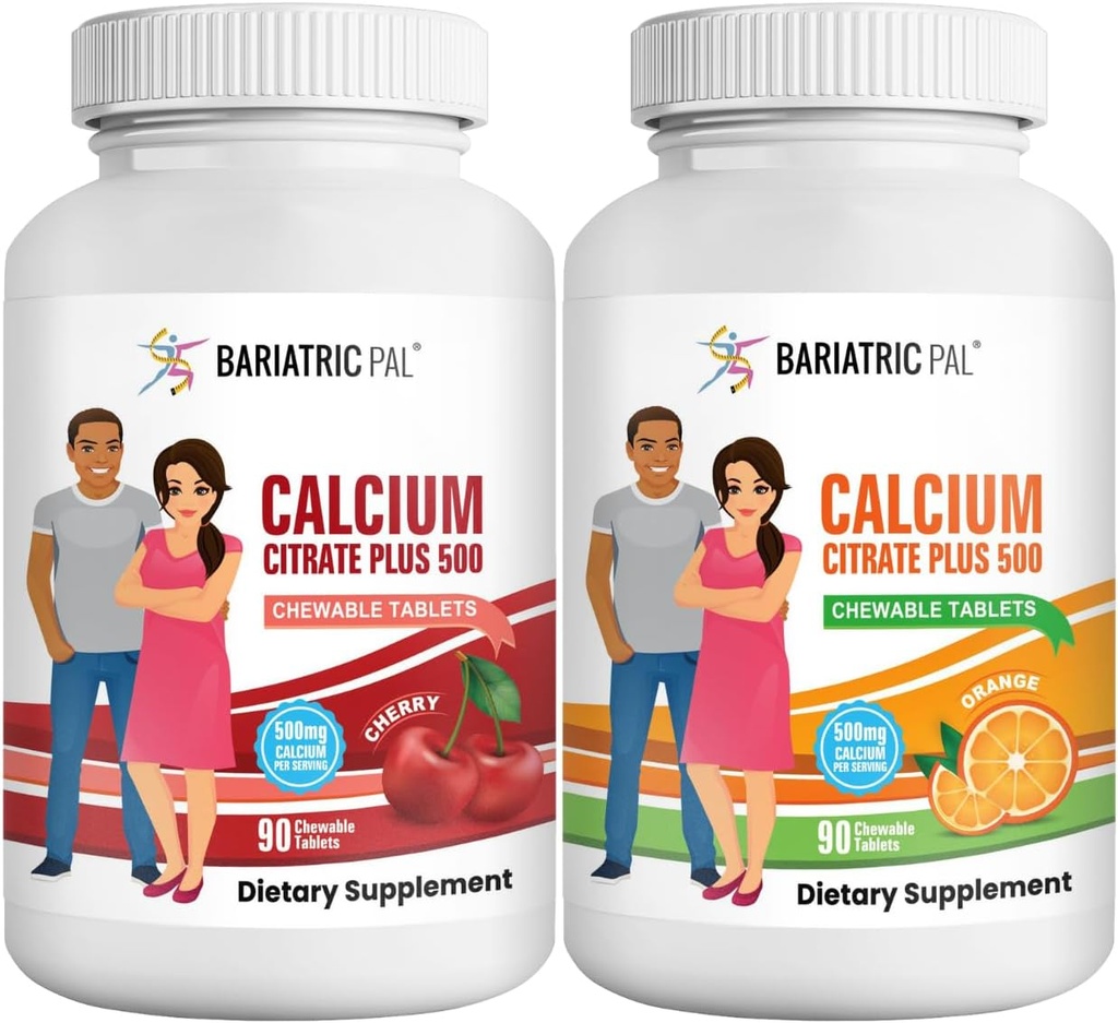 BariatricPal Calcio Citrato 500mg Tablas Chewable - 2-Flavor Variety Pack