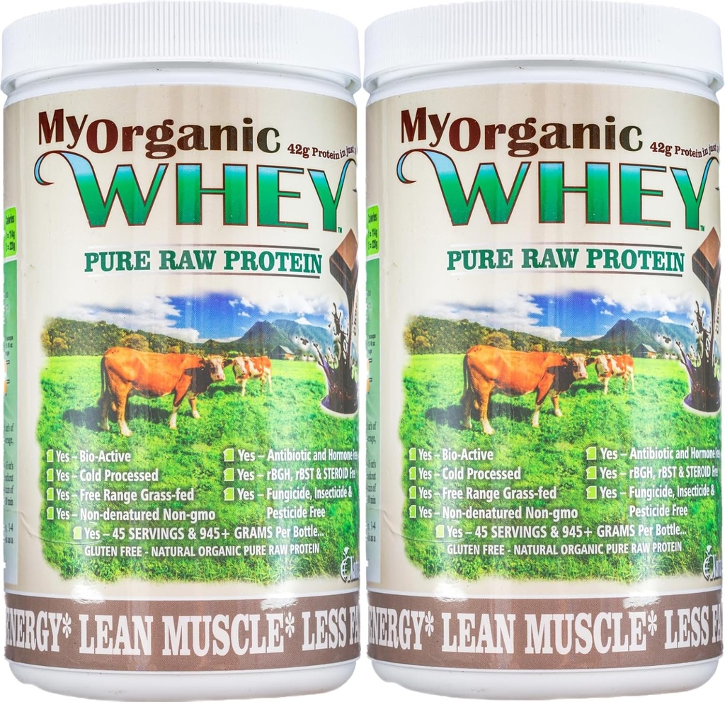 Orgánica Whey Protein Powder Grass-Fed Cold Proceso Grade-A Milk rBST Polvo de proteínas de chocolate sin hormonas sin preservativa pura Whey Protein 42g de proteína en sólo 2 Scoops (1 libra 2 paquete, chocolate)