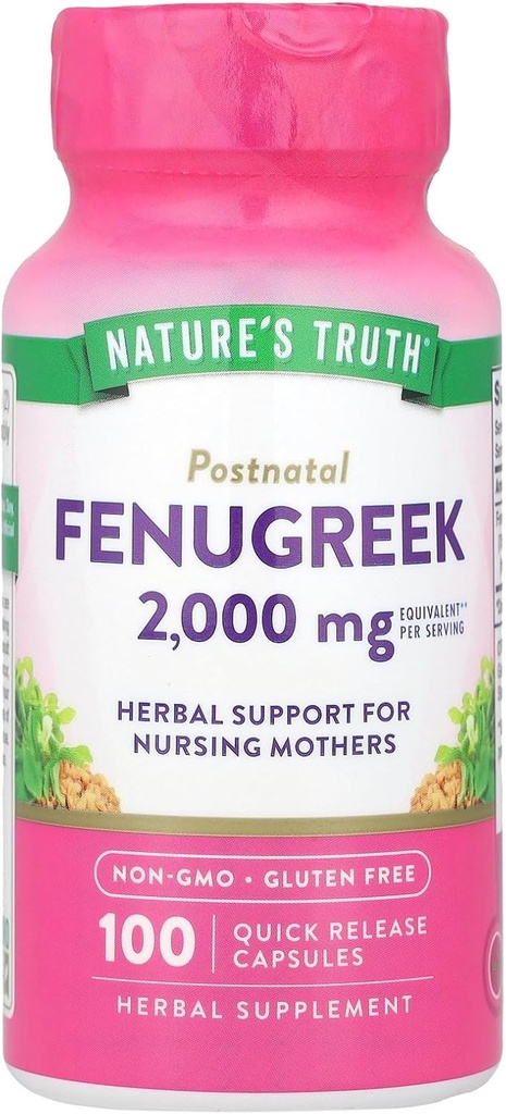 Verdad de la naturaleza Fenugreek 2000 mg Suplementos, 100 Cuenta (Pack of 1)
