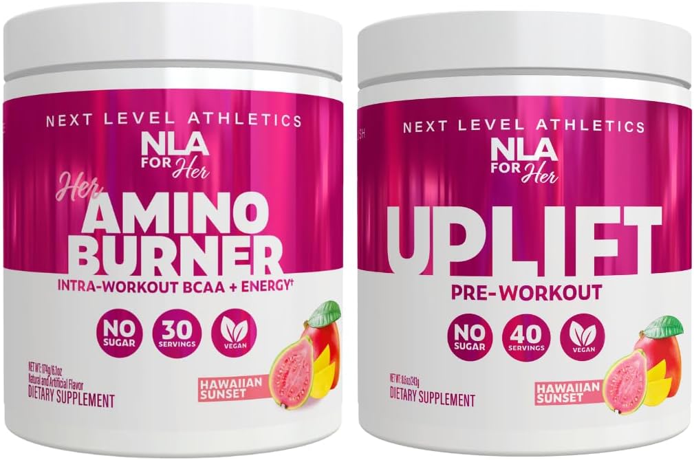 NLA for her Pre/Intra Workout Stack (Includes Her Thermogenic Amino Hawaiian Sunset and Uplift Pre Workout Hawaiian Sunset)