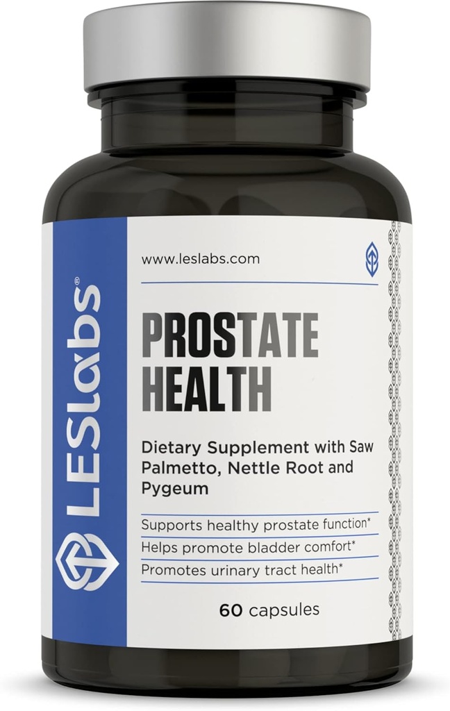 LES Labs Prostate Health – Prostate Support, Urinary Tract Health, Fewer Bath Visits &amp; Betterd Sleep – Saw Palmetto, Pygeum, Beta Sitosterol & Nettle Root – Non-GMO Supplement – 60 Capsules