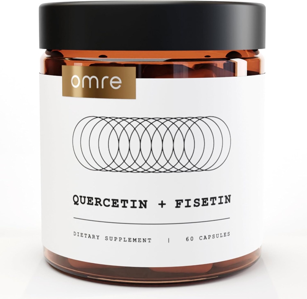 OMRE Quercetina y Suplementos de Fisetina - Suplementos senolíticos de terceros para el apoyo al envejecimiento - 500mg Quercetin Fisetin Phytosome y 100mg - Formas altamente biodisponibles