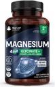 Magnesio Glycinate 4-in-1 Complejo 2000mg - 449mg Magnesio Elemental Suplementos de Magnesio de alta resistencia - Magnesio Bisglycinate,Citrate, Malate, Oxide - 120 Capsules - Vegan Reino Unido Hecho por Nueva Hoja