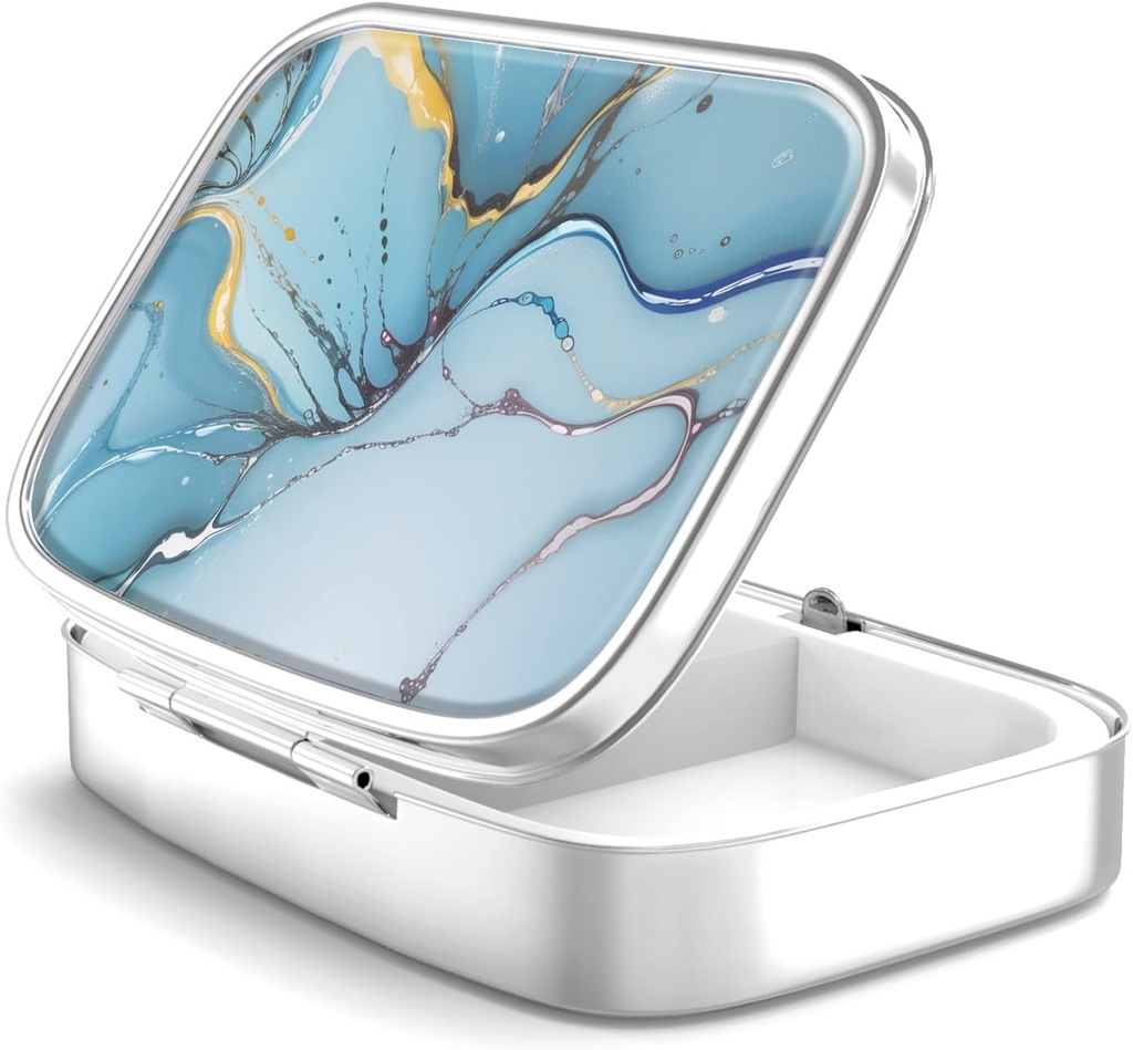 Caja de Píldora 2 Caja de Píldora de Medicina Compartida,Portable para Caja de Píldora de Píldora de Píldoras Decorativa Metal Medicina Vitamina Organizador Regalo Único