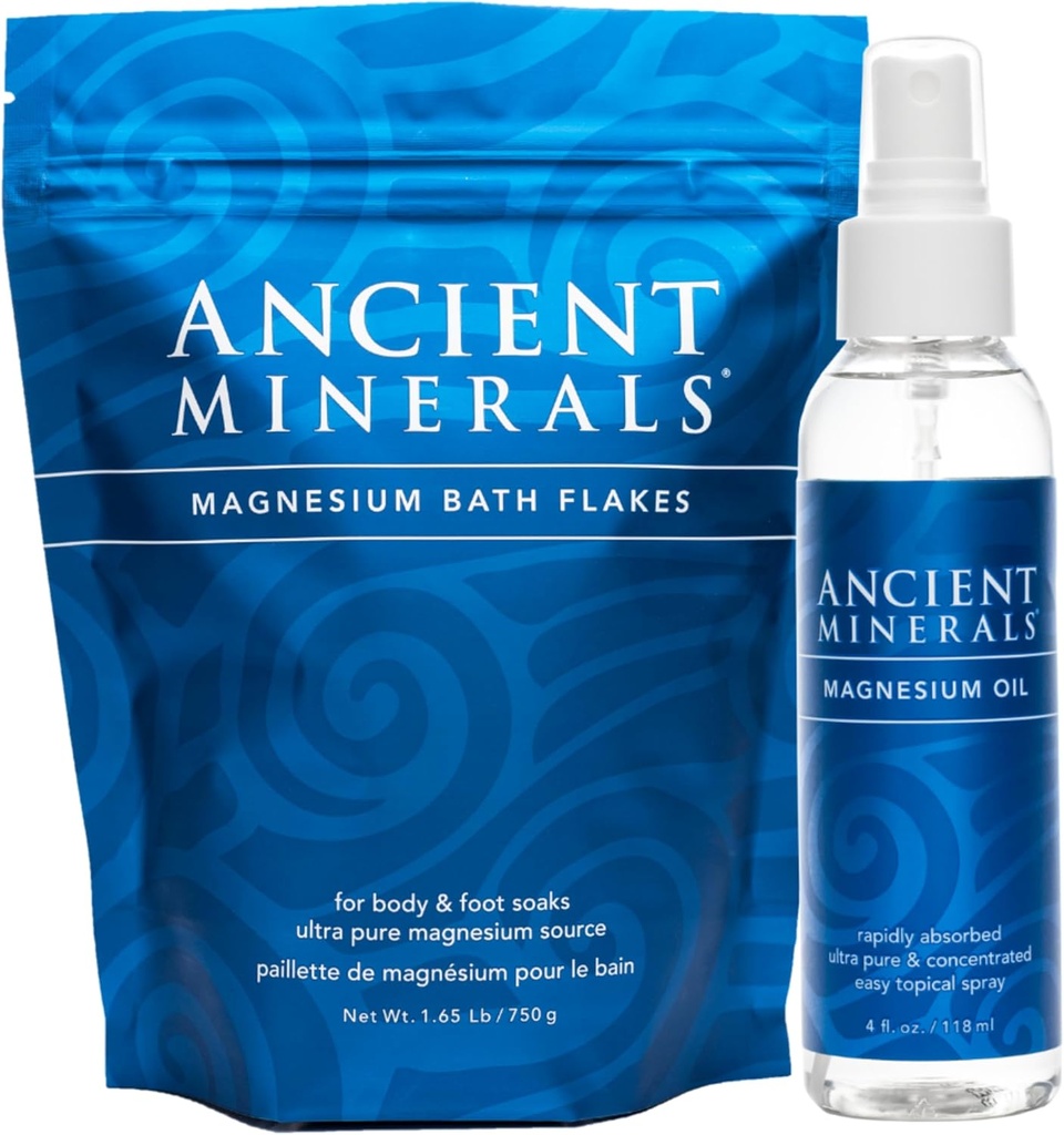 Antiguos Minerales Bromas de baño de magnesio y aceite de magnesio Bundle - Puro Genuine Zechstein Chloride