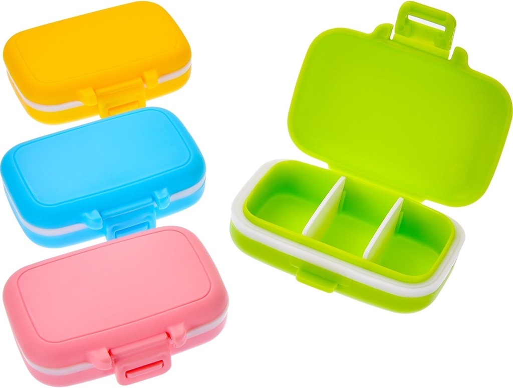 JOVITEC 4 Pack Cajas de Píldora pequeña resistente al agua 3 Compartimientos extraíbles Pill Organizer Box Holder Medicine for Daily and Travel Use