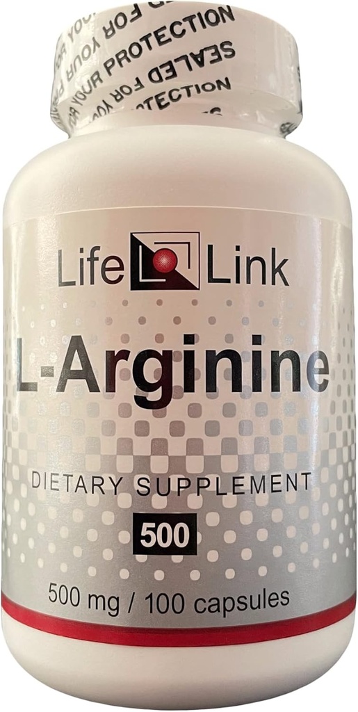 LifeLink L-Arginine tención 500 mg x 100 cápsulas ← Precursor para el óxido nítrico ← Sangre saludable Flujo, Salud del Corazón TEN Gluten Free " Non-GMO ← Made in The USA
