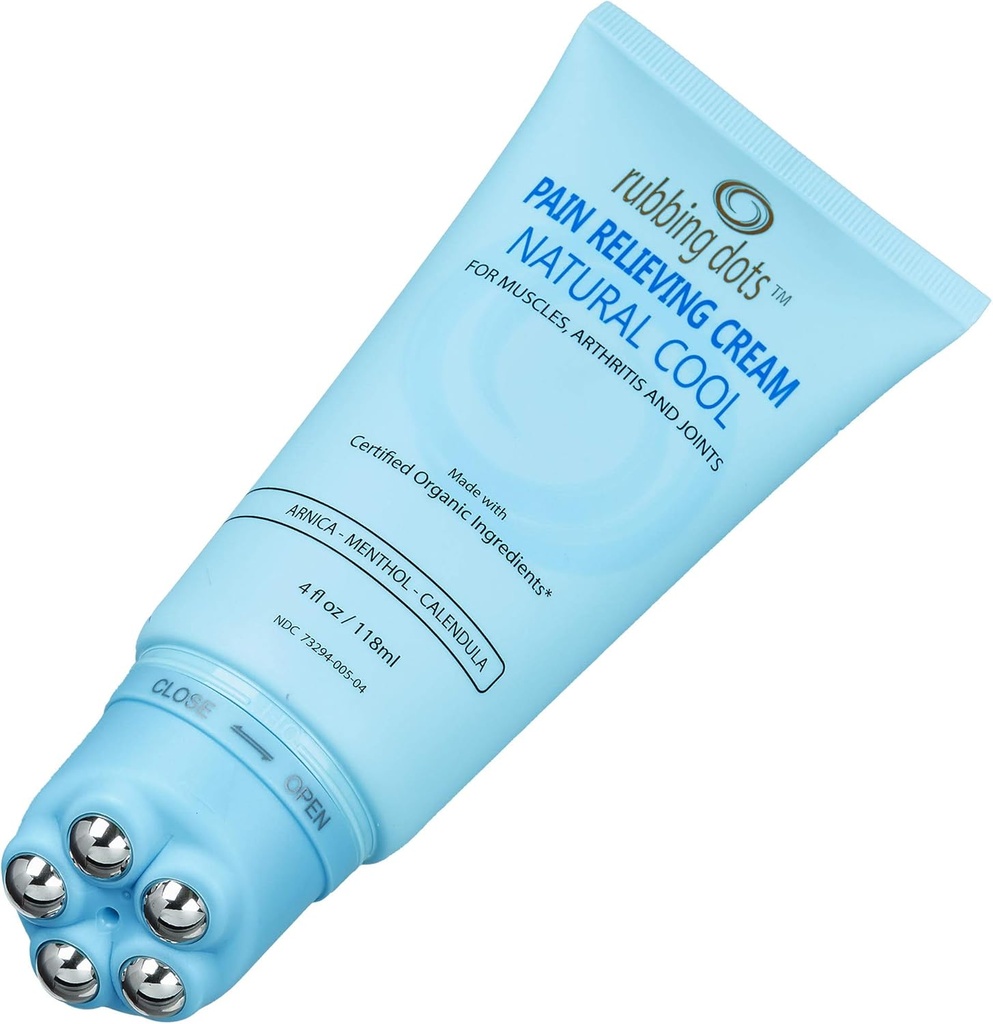 Crema de alivio del dolor muscular - RUBBING DOTS 4oz Loción tópica para la espalda, cuello, hombro, articulación, rodilla, pie, pierna &amp; artritis dolores  durable Natural Rub-On Tratamiento &amp; Terapia de masaje Balm