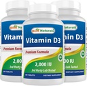 Mejores Naturales Vitamina D3 2000 UI (50 mcg) - 100 Tabletas - 100 Días Suministro - Ayuda Apoyo Salud Inmune, Huesos fuertes y dientes, " Función muscular (100 Cuenta (Pack of 3))