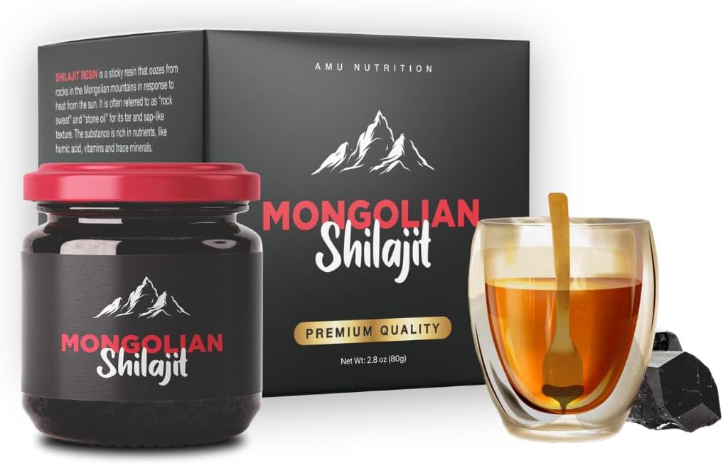 AMU NUTRITION Puro Shilajit orgánico Mongolian Resin - Himalayan Shilajit Suplemento para Hombres y Mujeres, 100% puro, natural y negro Shilajit Resin - Fuente natural del ácido fúlvico (50 Gram)