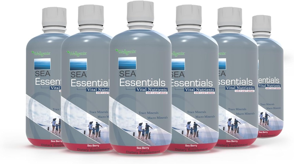 Wellgenix Sea Essentials Coral Calcium Liquid Vitamin for High Absorption - Suplemento Multivitamina Nutricional - Sea Berry Flavor (6)