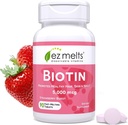 EZ Melts Biotina dissolvable 5,000 mcg, Pelo, Skin &amp; Nail Support, Sugar-Free, Suministro de 3 meses - 1 Pack
