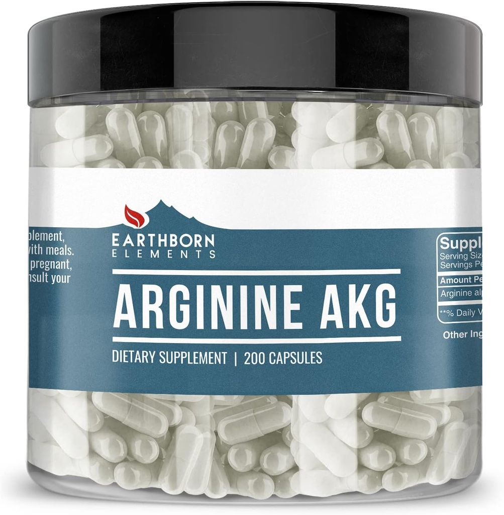 Elementos terrestres Arginina AAKG 200 Capsules, Puro " Undiluted, No Additives