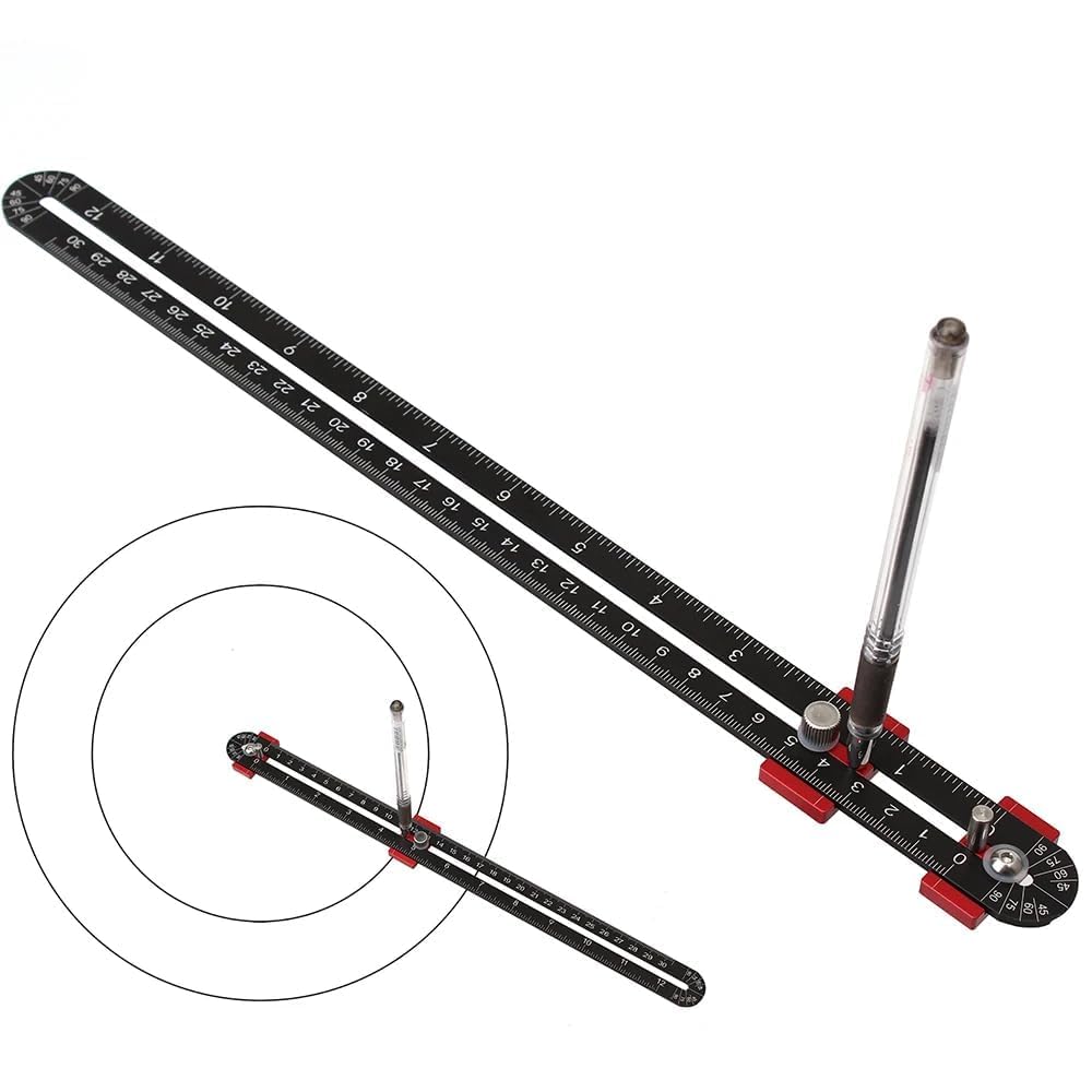 300mm Herramienta de compás de madera, gran brújula de carpintería Círculo, carpintero Compass Ruler Marking Gauge Círculo herramienta de marcación para carpintero de ingeniero (Black)