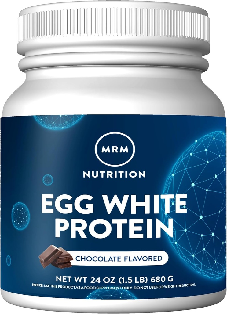 MRM Nutrición Egg White Protein ← Chocolate Flavored  23g Proteína libre de grasa Silencio con enzimas digestivas ← Valor biológico más alto Silencio Testado clínicamente  servir