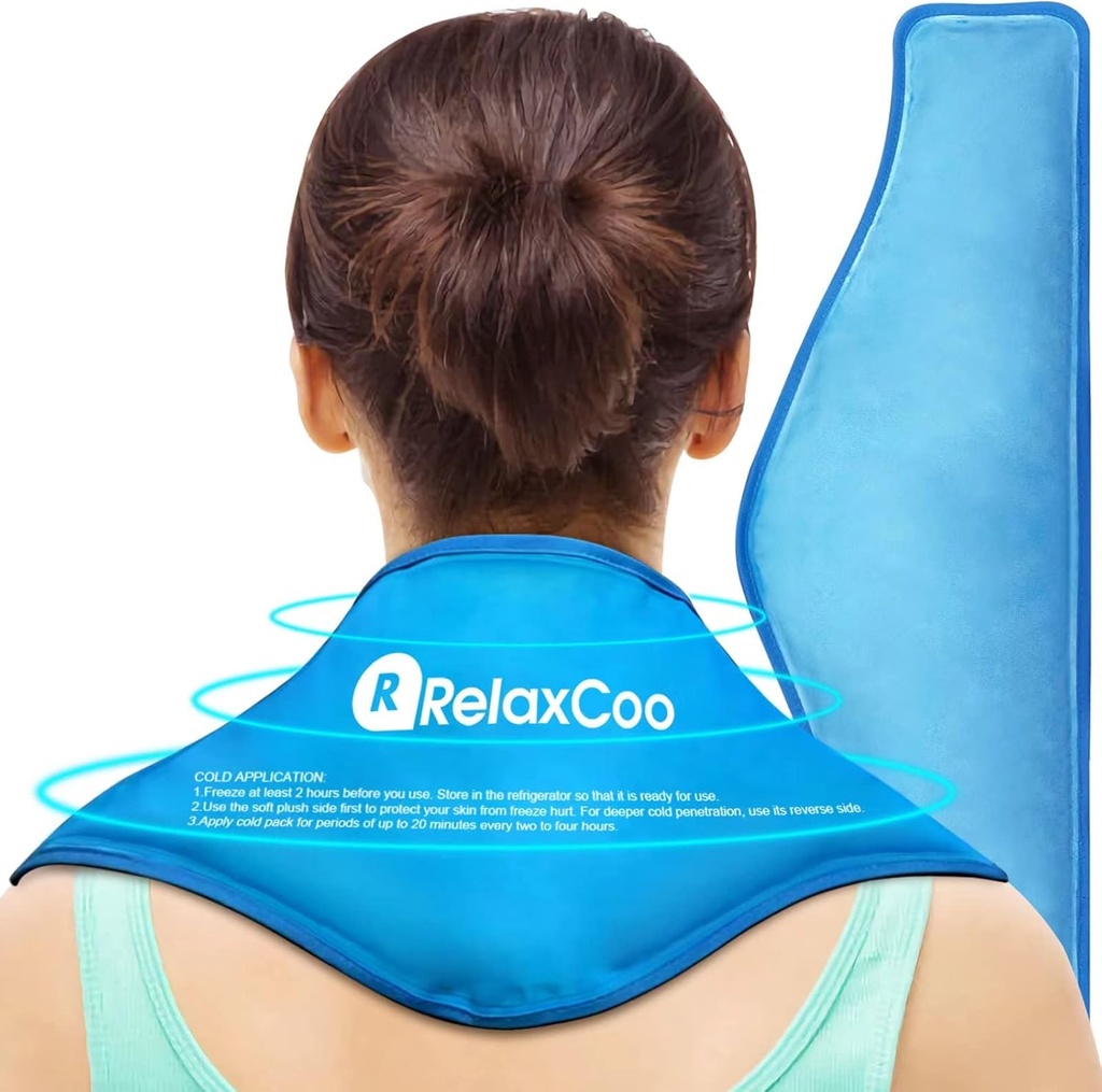 Neck Ice Pack Wrap, Reusable Gel Ice Pack for Neck Hombros, Terapia de Compresión Fría para Alivio de Dolor, Lesiones, Morado, Brujas, Espranos, Inflamación y Recuperación de Cirugía Cervical