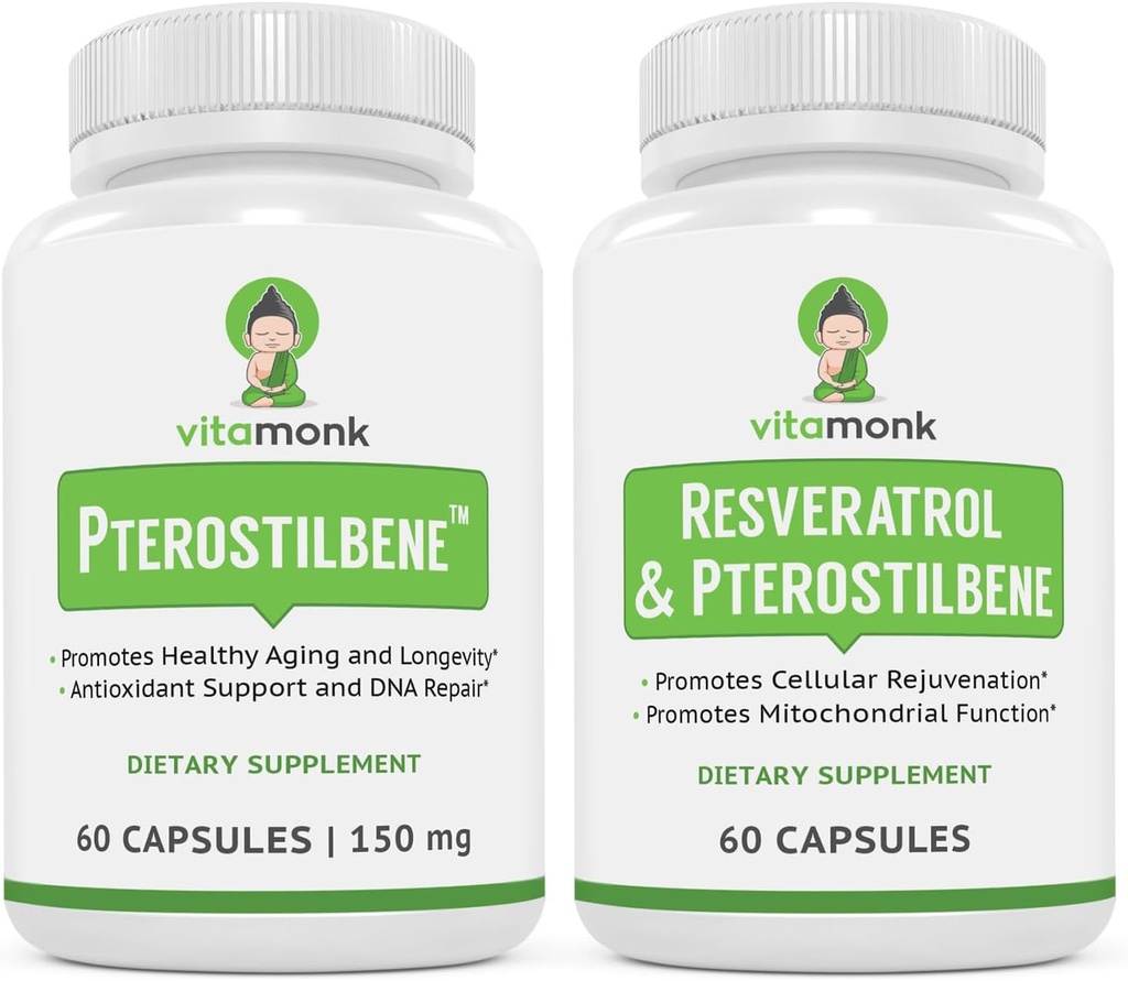 VitaMonk Longevity Duo - Resveratrol &amp; Pterostilbene Power Pack