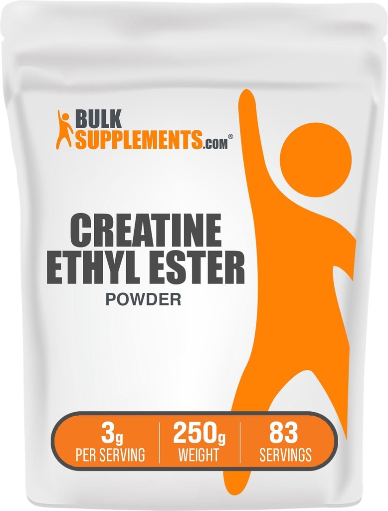 BulkSupplements.com Creatine Ethyl Ester HCl Powder - Suplemento Creatine, Creatine Ethyl Ester Powder - Sin sabor, 3g por Serving, 250g (8.8 oz) (Pack of 1)