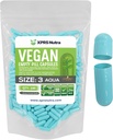 XPRS Nutra Size 3 Empty Capsules - 100 Conde Píldoras Vegan - Vegetarianas Cápsulas Vacío - DIY Cápsulas Vegeta Filling- Veggie Pill Caps (Aqua)