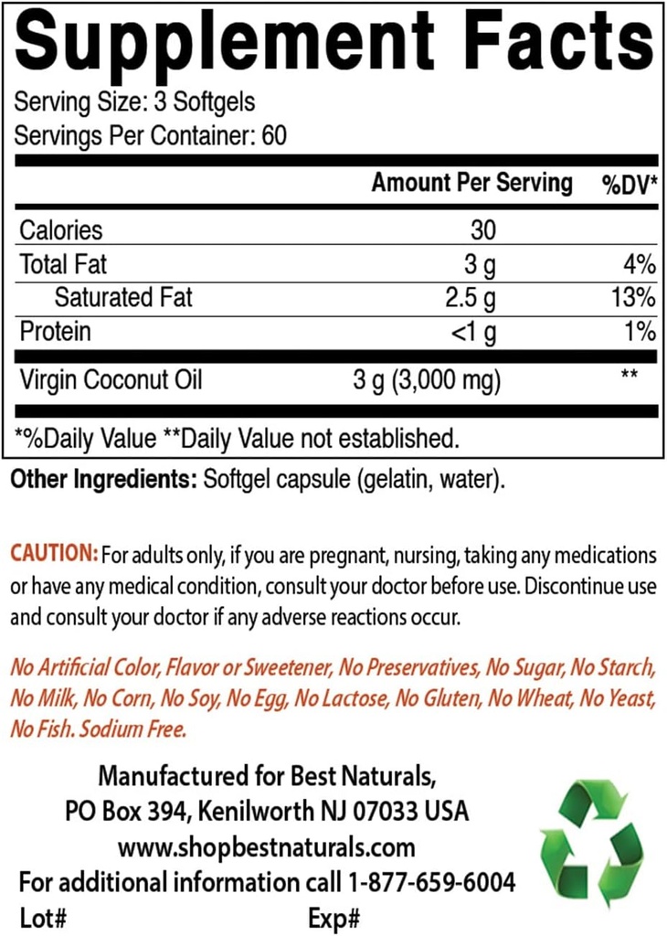 Mejores Naturales Extra Virgen aceite de coco 1000 mg &amp; MSM 1000 mg