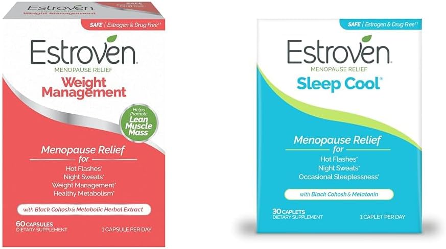 Estroven Weight Management for Menopause Relief - 60 Ct. &amp; Sleep Cool for Menopause Relief, 30 Ct, Sleep Support Supplement