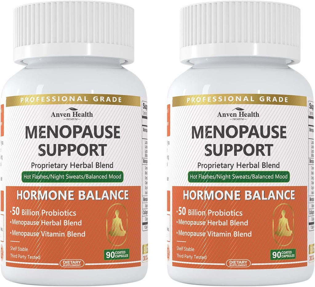 Menopause Supplements for Women Menopause Probiotics Relief,Vitamin D3 & B6,Supports Hot Flashes, Night Sweats, Bloating & Gut Health with Black Cohosh, Collagen | 180 Veggie Caps