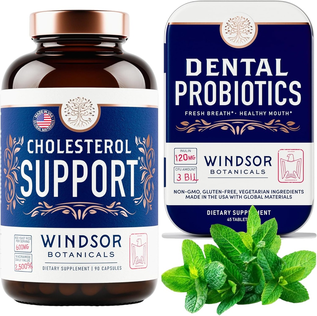 WINDSOR BOTANICALS Cholesterol Support Suplementos y Probióticos Dentales para el Abandono de Respiración Fresco