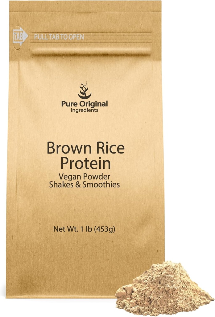 PURE ORIGINAL INGREDIENTES Brown Rice Vegan Protein Powder (1 lb) Sprouted Brown Rice, Gluten Free, Shakes & Smoothies