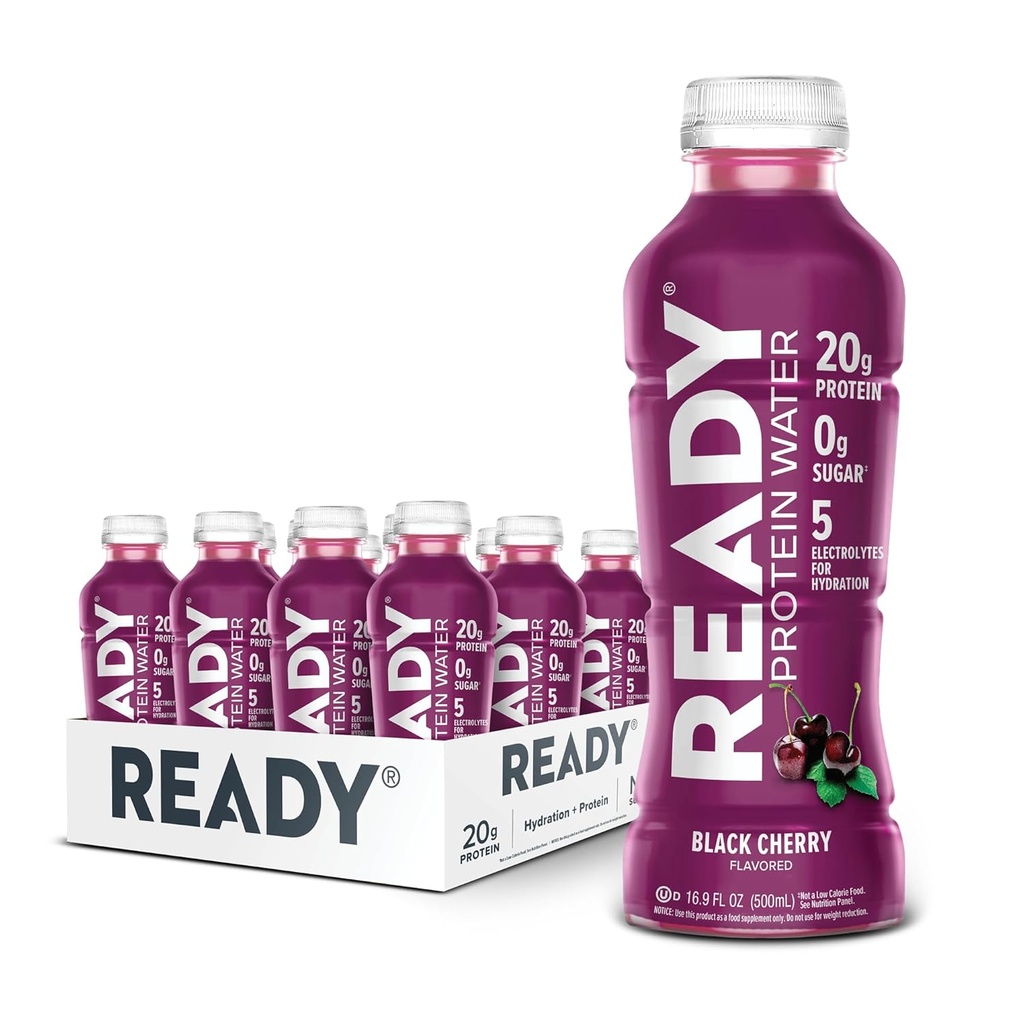 List® Protein Water – 20g Whey Protein Isolate, Zero Sugar, Low-Calorie Sports Drink for Hydration & Recovery – Electrolytes, Essential Amino Acids – Black Cherry, 16.9 fl oz Bottles (12-Pack)