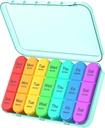 Organizador de píldoras 3 veces al día, organizador semanal de píldoras 3x al día, caja de píldoras 7 días, organizador diario de la caja de píldoras, cajas de carga de viaje organizadores 7 días, organizador de medicina para mantener vitaminas y medicamentos