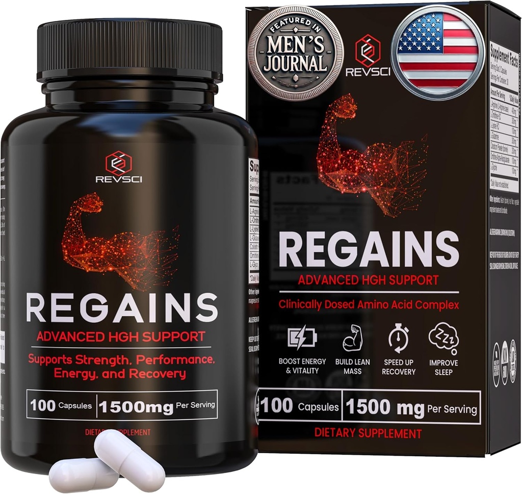 HGH Suplementos para Hombres y Mujeres - Regains Natural Anabólico Crecimiento del Musculo " Hormona de Crecimiento Humano para Hombres, Muscle Builder para Hombres, Muscle Recovery Post Workout Suplemento, 100 Protein Pills