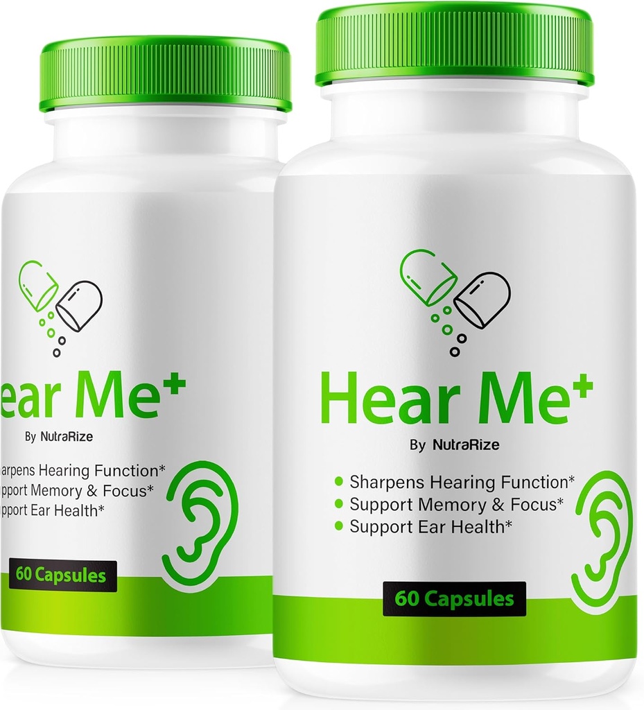 (2 Pack) Escuchame + cápsulas, HearMe oficial + píldoras, Oírme más Fórmula de oído para una audiencia saludable, HearMe Premium Plus para la salud del oído, soporte de limpieza natural del oído, oído Me+ Revisión (120 cápsulas)