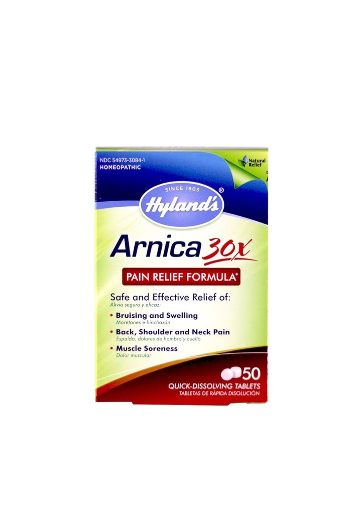 Hiland's Arnica Tablets 30X, Natural Homeopático Bruising and Pain Relief, 50 Conde (Pack of 6)