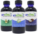 MyVitalC Combo de aceite de oliva virgen extra orgánico, MCT & Aceite de aguacate - ESS60 Suplemento antioxidante - Para el envejecimiento, longevidad, sueño, energía - paquete de 3