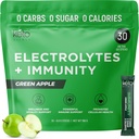Keto Vitals Inmunity Sugar Free Electrolytes Powder with Vitamin C, Ginger, Turmeric, " Elderberry - Boost Your Immune System and Rehydrate Your Body - Green Apple Flavor, 30 Count