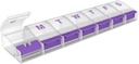 EZY DOSE Pill Organizer Weekly (7-Day), Planner de Medicina, Vitamin Case/Box, 2X-Large Push-Button Compartments, Easy to Use, Travel-Friendly, Purple, BPA Free
