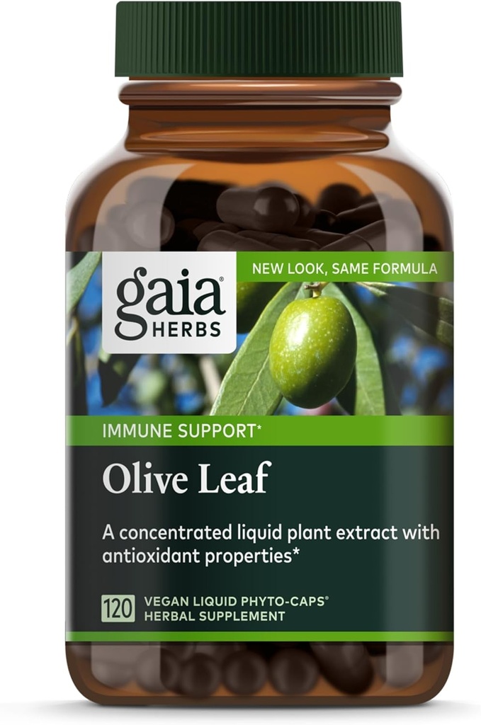 Gaia Herbs Olive Leaf - Apoyo a la Salud Inmunitaria Tradicional - Suplemento del Sistema Inmunitario con Extracto de hoja de oliva " Oleuropeina* - 120 Vegan Liquid Phyto-Caps (60-Day Supply)