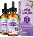 Liposomal Ashwagandha Liquid Drops 2000mg, Ashwagandha Root Extract Supplement (7% Withanolides) with Black Pepper Extract " Probiotics for Focus, Cognition & Energy - 4 FL.OZ (2 Bottle)