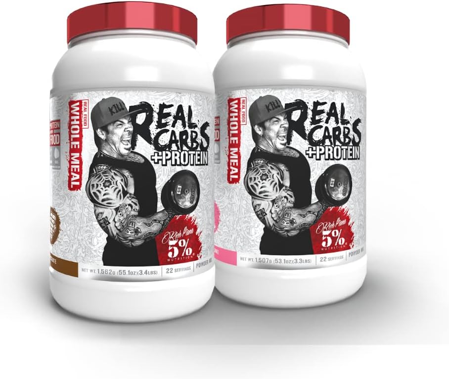 5% Nutrición Real Carbs + Protein (2 Pack Bundle) ← Limpia Mass Gainer Protein Powder ← Real Food Carbohydrate Fuel for Pre Workout/Post-Workout Recovery Meal (Chocolate + Pastel de Cumpleaños)