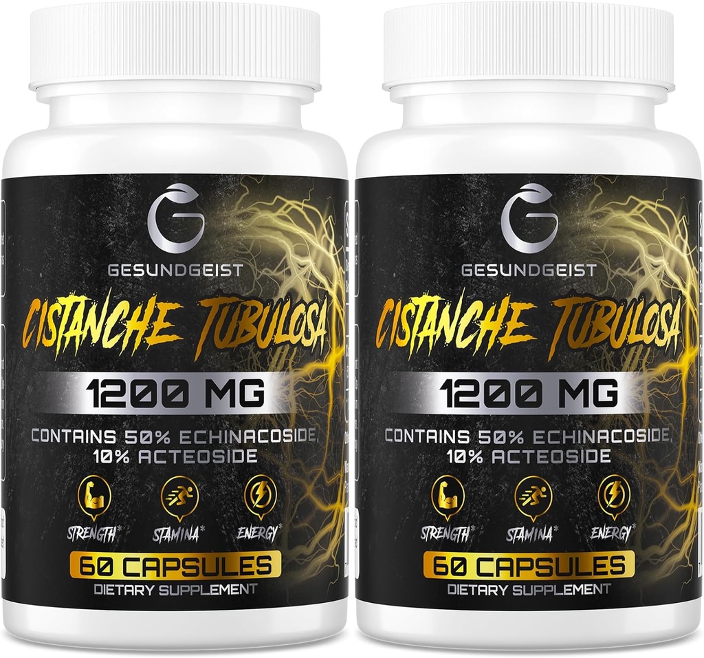 Cistanche Tubulosa Extracto -1200mg por Serving,50% Echinacoside,10% Acteoside, Vegan,Gluten Free(2 Pack)