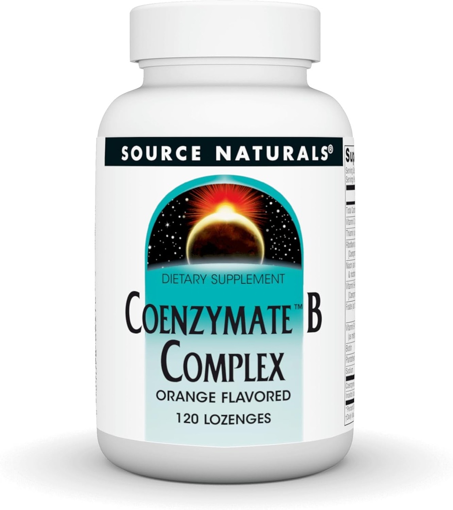 Fuente Naturales Coenzymate B Complejo - Orange Flavor Que se funde en la boca - B Vitaminas - 120 Lozenges